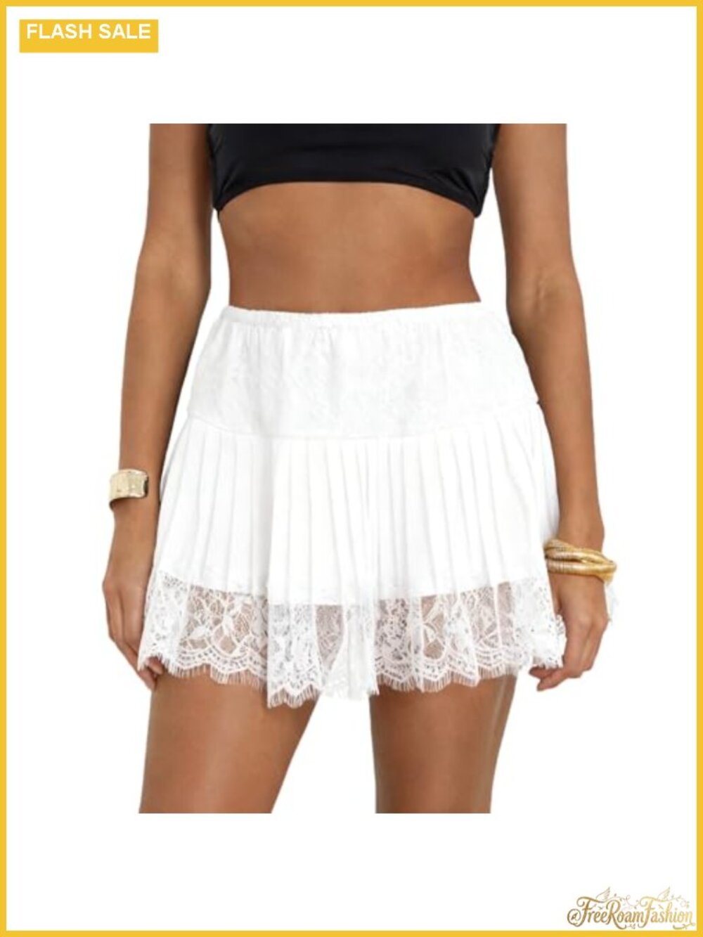 Women Y2K Lace Mini Skirt Ruffle Half Slip Layered Underskirt Pleated Flowy